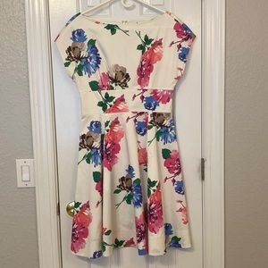 Kate Spade Blooms Fit and Flare boat neck dress